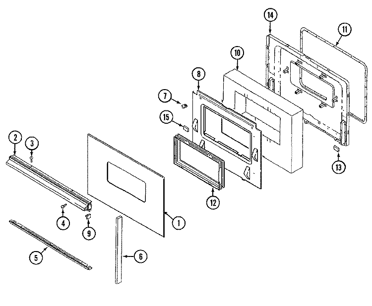 DOOR (SERIES 01) Diagram and Parts List for 5651XUS  Magic Chef Range