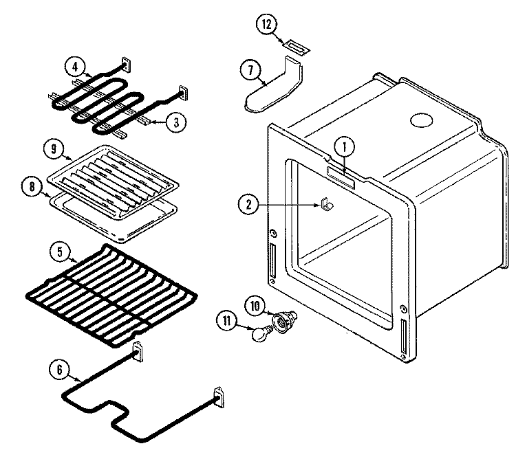 OVEN Diagram and Parts List for 5651XUS  Magic Chef Range