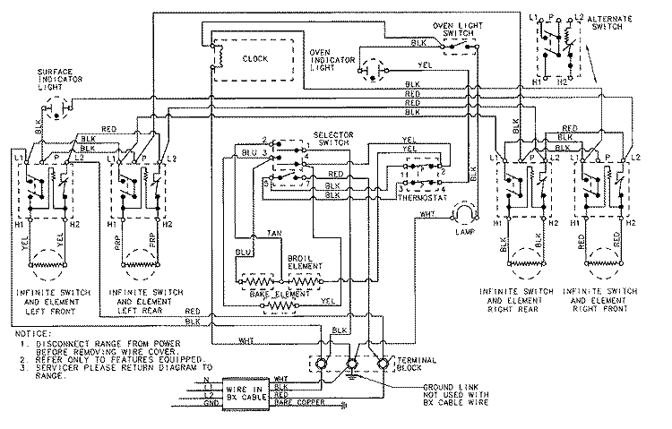 WIRING INFORMATION Diagram and Parts List for 5651XUS  Magic Chef Range