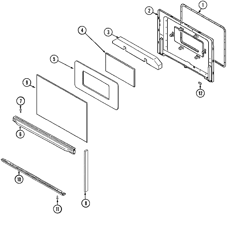 DOOR (SERIES 27) Diagram and Parts List for 5651XUW  Magic Chef Range
