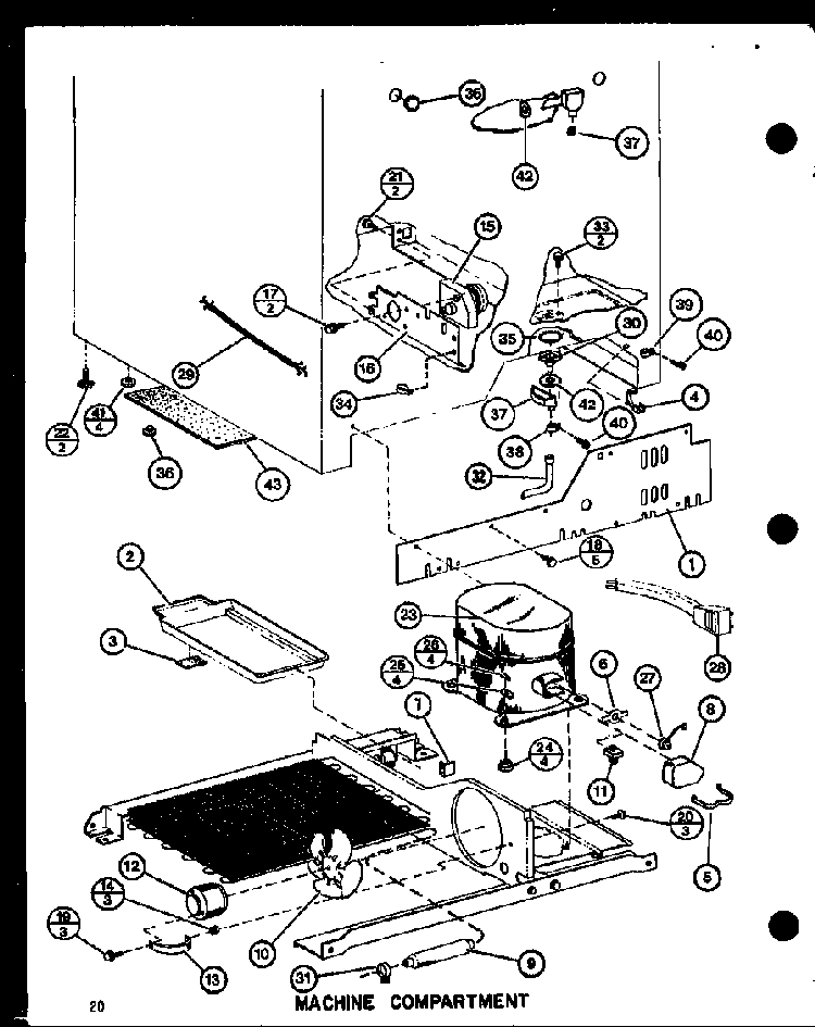 Machine Compartment Diagram and Parts List for SR19F1-L-P77000-8WL  Amana Refrigerator