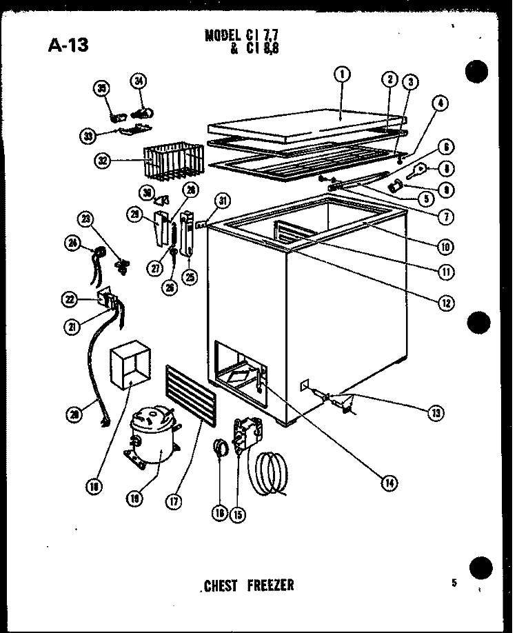 CHEST FZ Diagram and Parts List for CI77 P6011803W Amana Freezer
