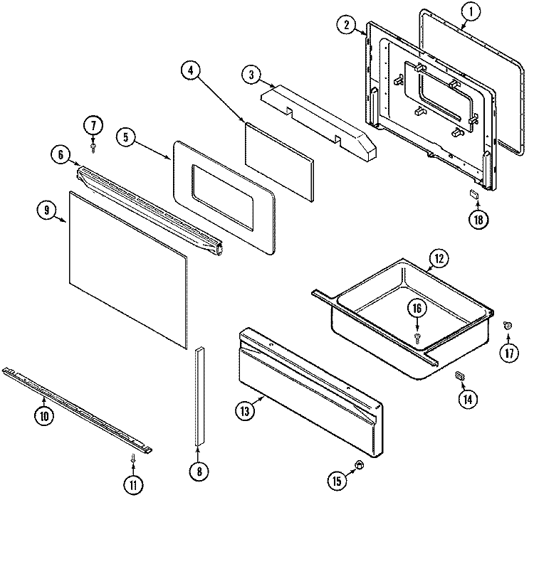 DOOR / DRAWER Diagram and Parts List for AER1350AMH  Admiral Range