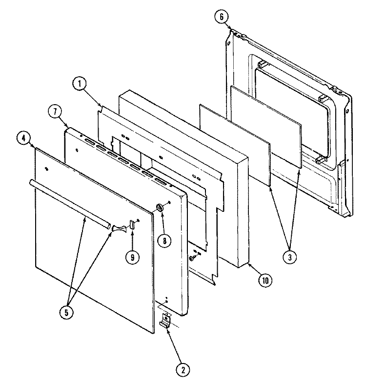 DOOR ASSEMBLY - LOWER (SERIES 01) Diagram and Parts List for 9854XPB  Magic Chef Wall Oven