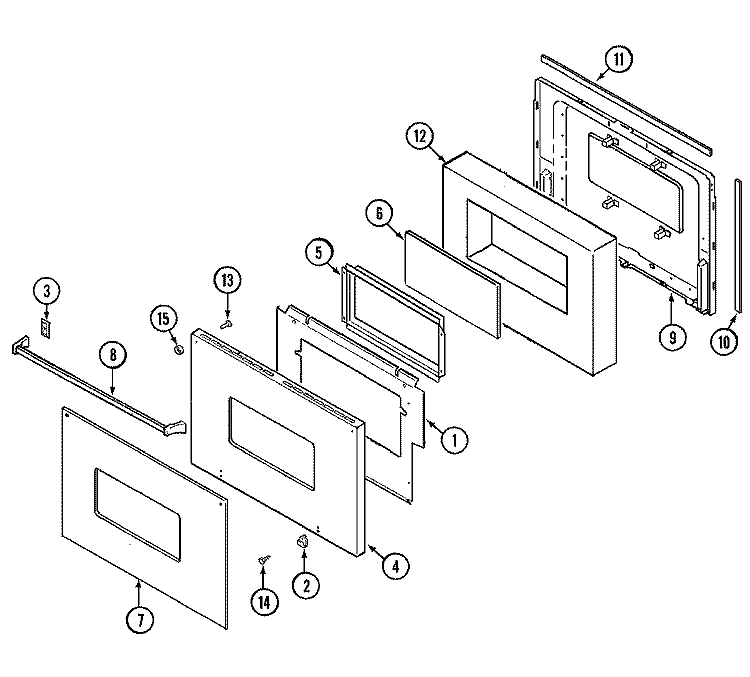 DOOR - LOWER Diagram and Parts List for J9855VUV  Jenn-Air Wall Oven
