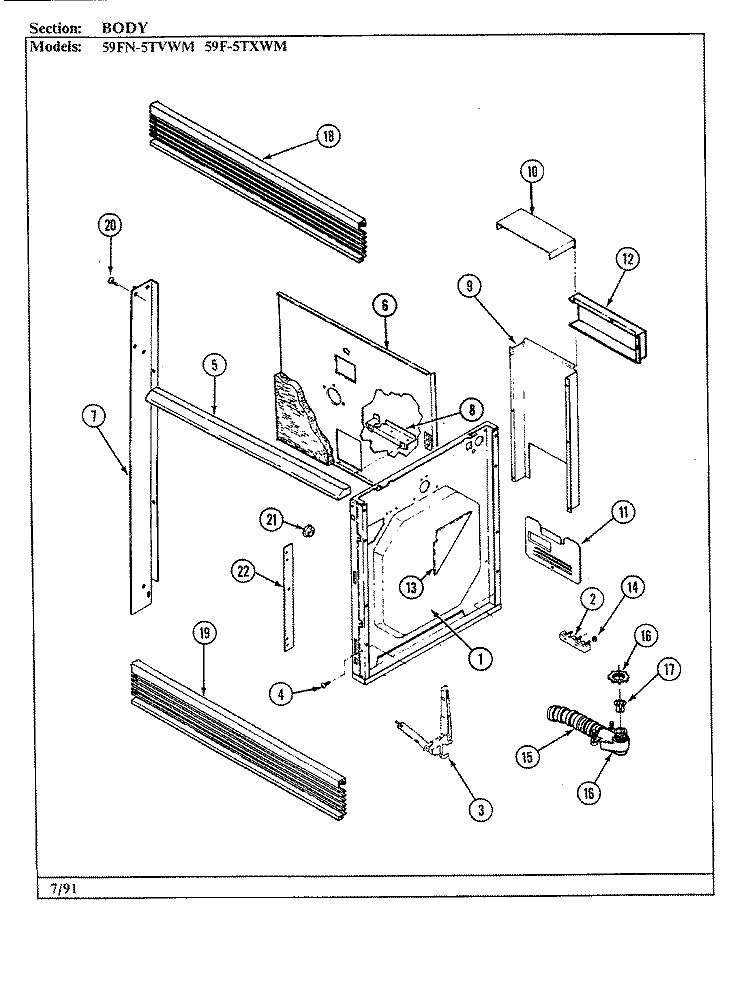 BODY Diagram and Parts List for 59FN-5TVWM  Magic Chef Microwave Oven Combo