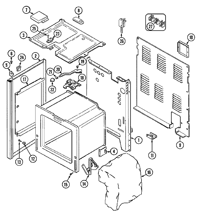 BODY Diagram and Parts List for C3882VRV  Magic Chef Range