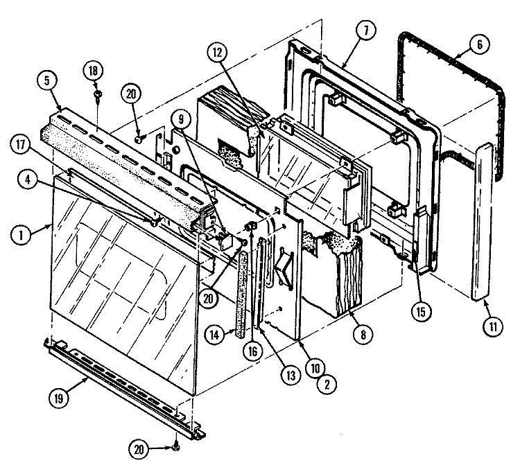 DOOR / DRAWER (3888VRA, 3888VRV - Z, 3888VRV) Diagram and Parts List for 3888VRV-Z  Magic Chef Range