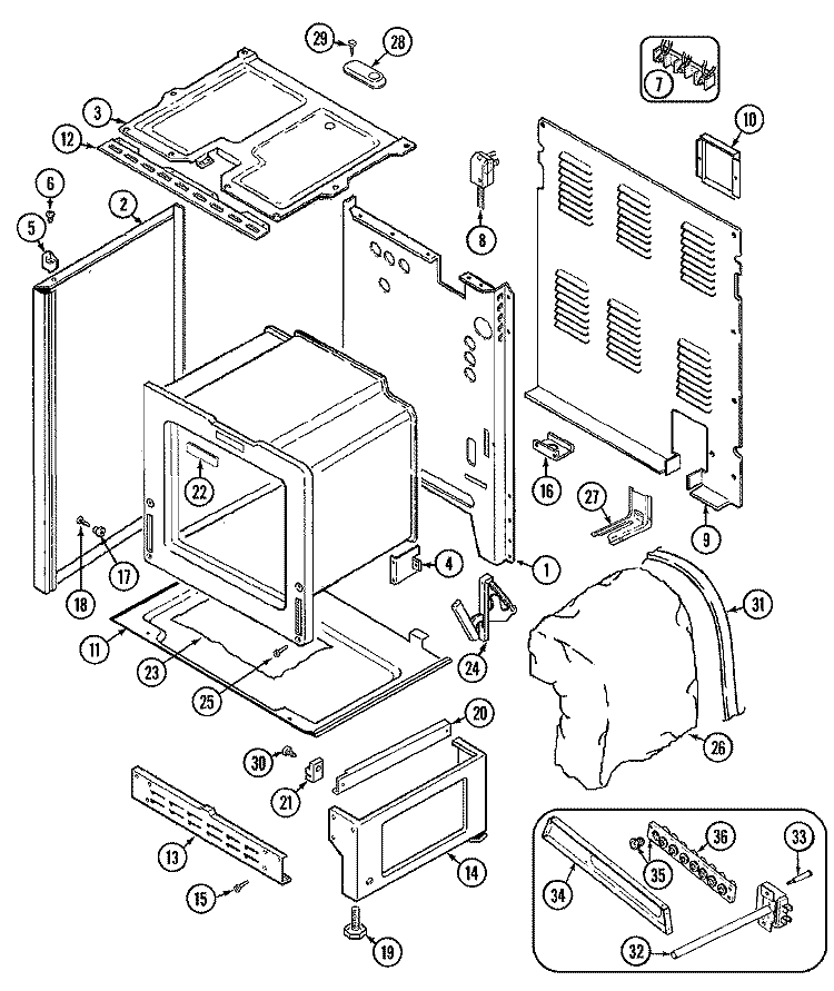 BODY Diagram and Parts List for C3581VRV  Magic Chef Range