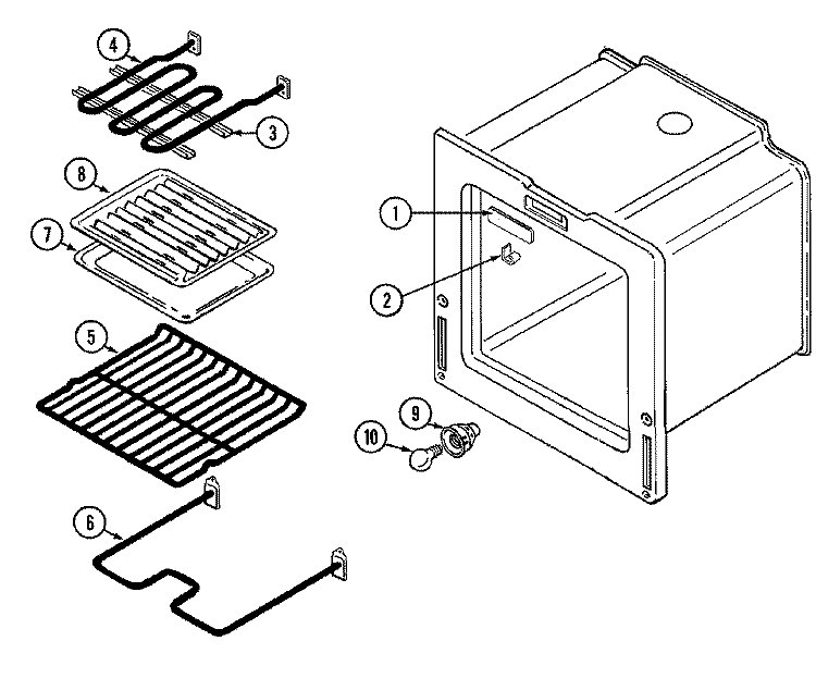 OVEN Diagram and Parts List for 3527XRA  Magic Chef Range