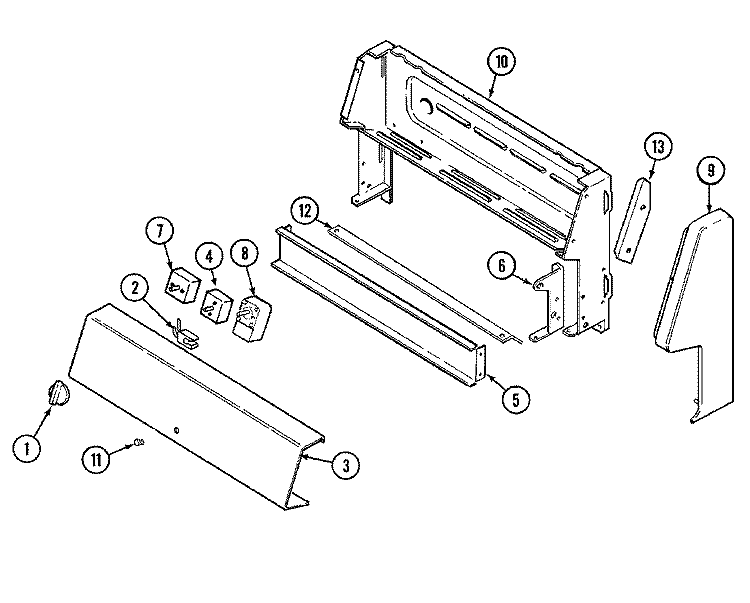 CONTROL PANEL Diagram and Parts List for 3520SRW  Magic Chef Range