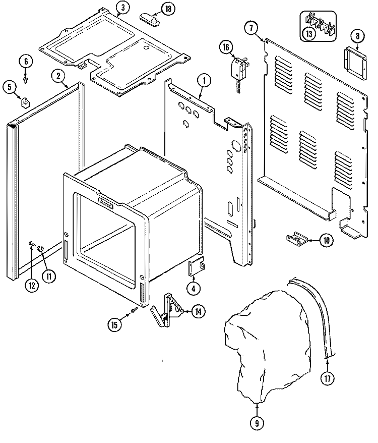 BODY Diagram and Parts List for 3521WRW  Magic Chef Range