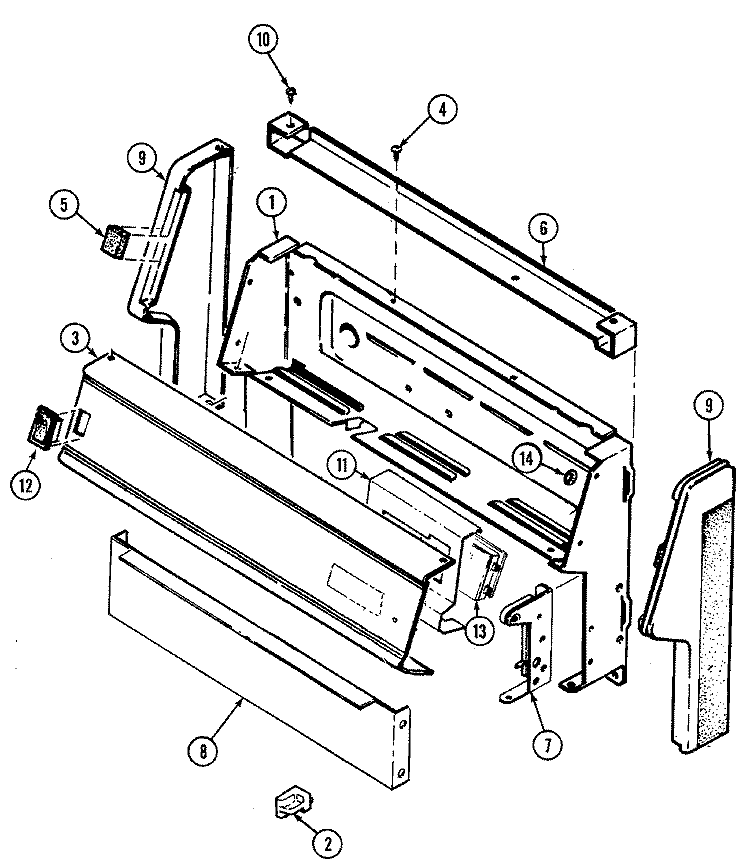 CONTROL PANEL Diagram and Parts List for 3167XUW  Magic Chef Range