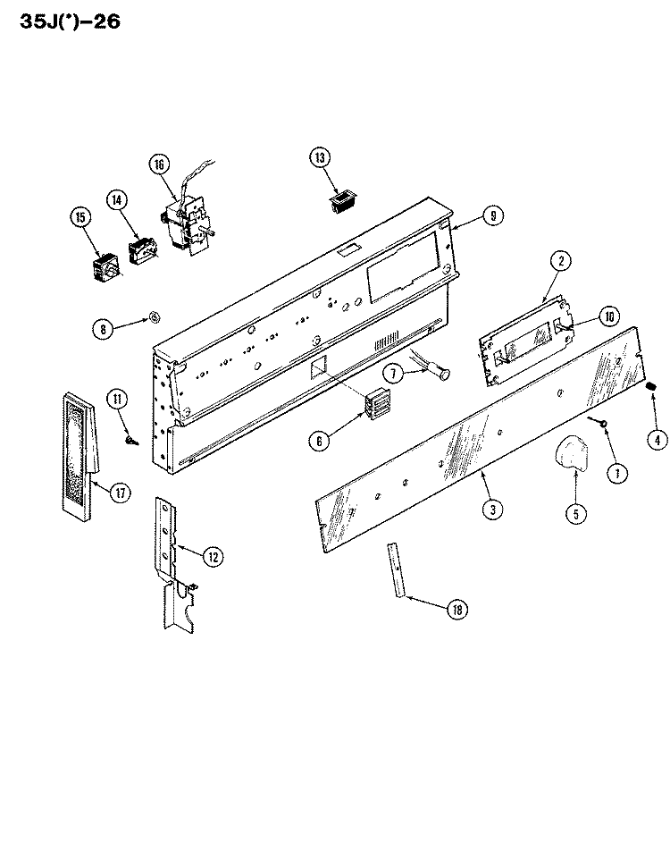 CONTROL PANEL Diagram and Parts List for 35JA-26X-ON  Magic Chef Range