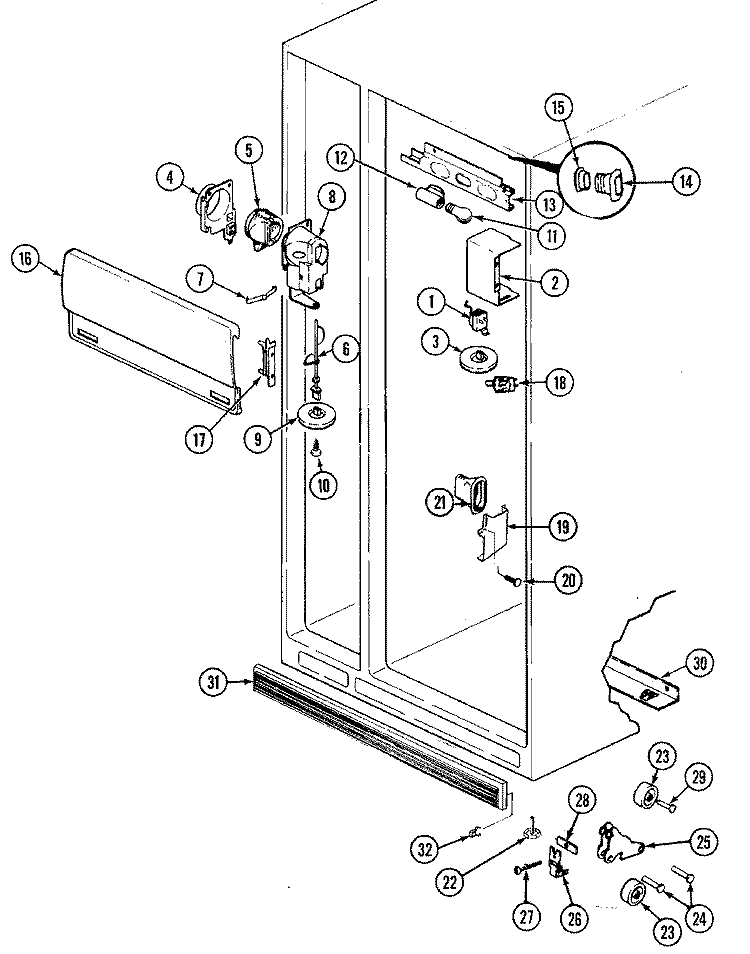 FRESH FOOD COMPARTMENT Diagram and Parts List for RSWA248AAM  Admiral Refrigerator