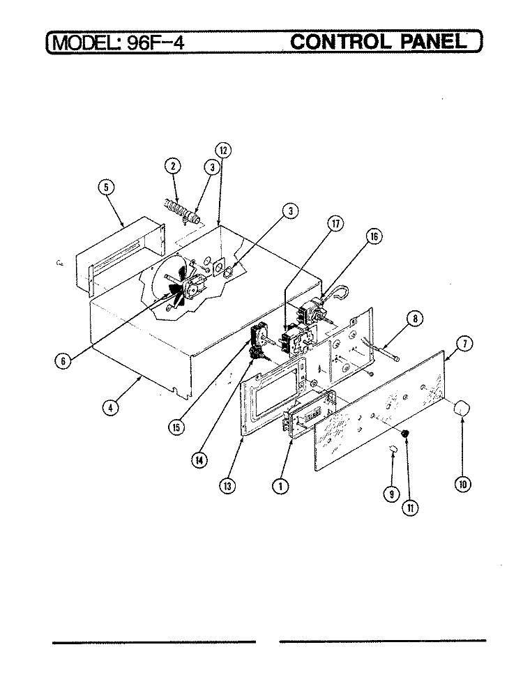 CONTROL PANEL Diagram and Parts List for 96FA-4CX  Magic Chef Wall Oven