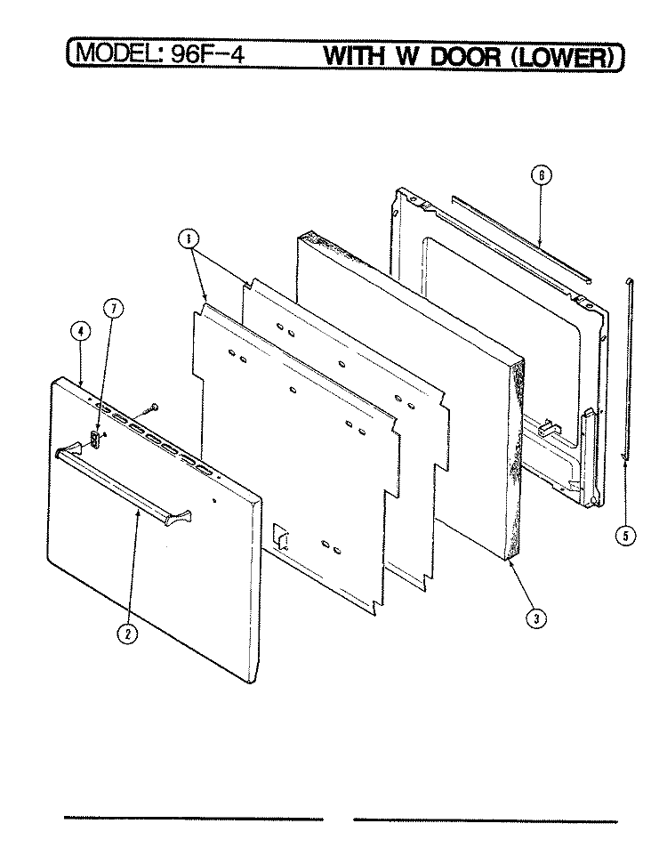 DOOR - LOWER Diagram and Parts List for 96FN-4CW  Magic Chef Wall Oven