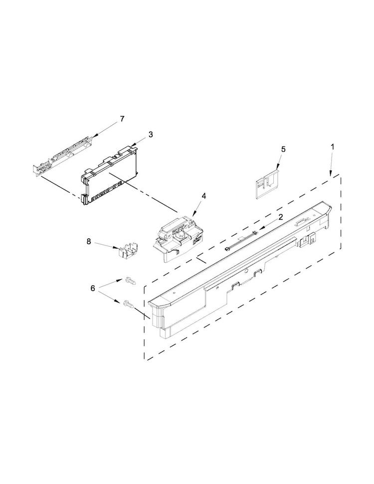Control Panel And Latch Parts Diagram and Parts List for MDB8959SBW2  Maytag Dishwasher