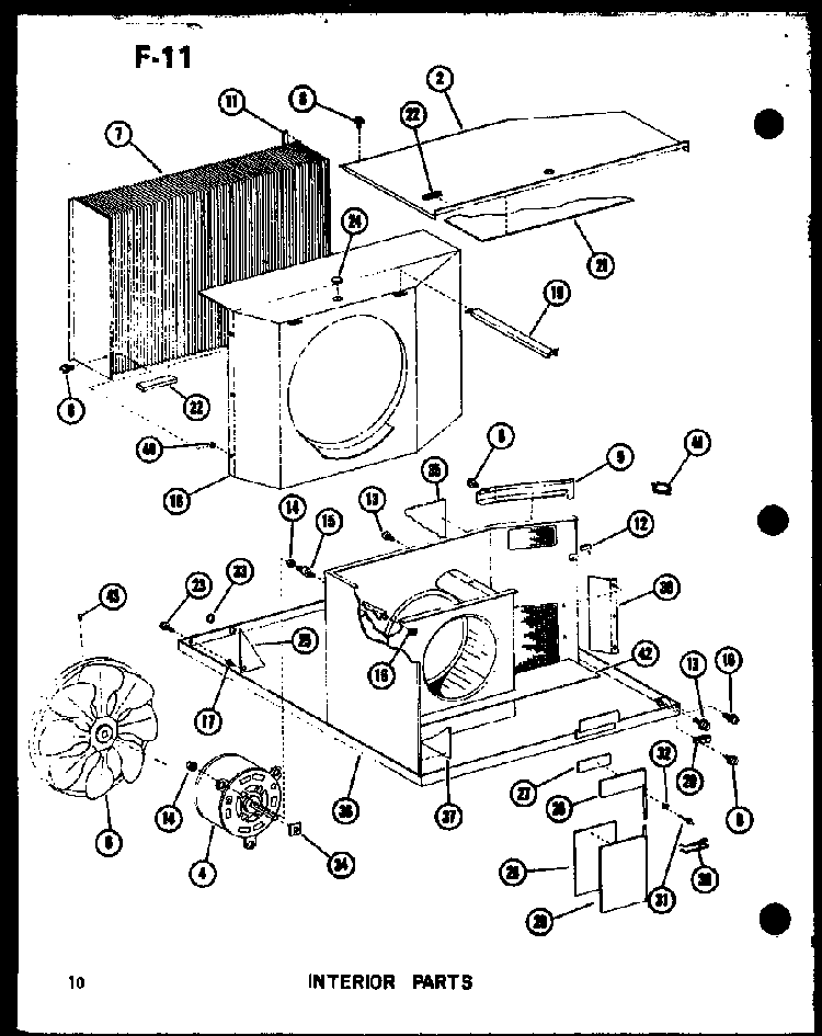 Interior Parts Diagram and Parts List for ES218-3HEL P67535-9R Amana Air Conditioner