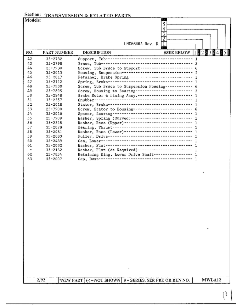 Transmission And Related Parts Page 3 Diagram and Parts List for 6640A REV K Norge Washer