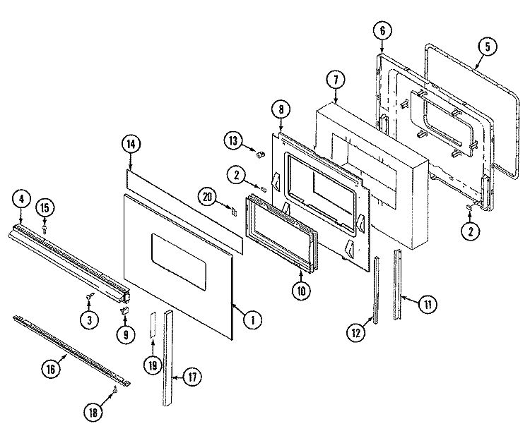 DOOR Diagram and Parts List for 5892VVV  Magic Chef Range