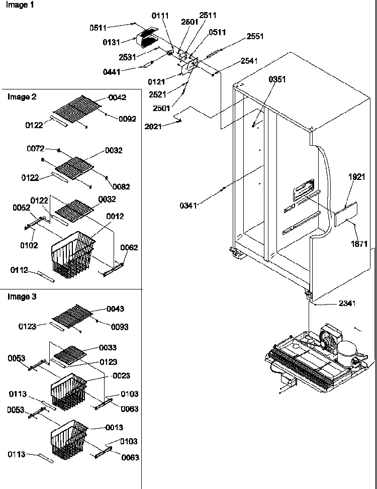 Freezer Shelves And Lights Diagram and Parts List for SRD528VW-P1320402WW  Amana Refrigerator