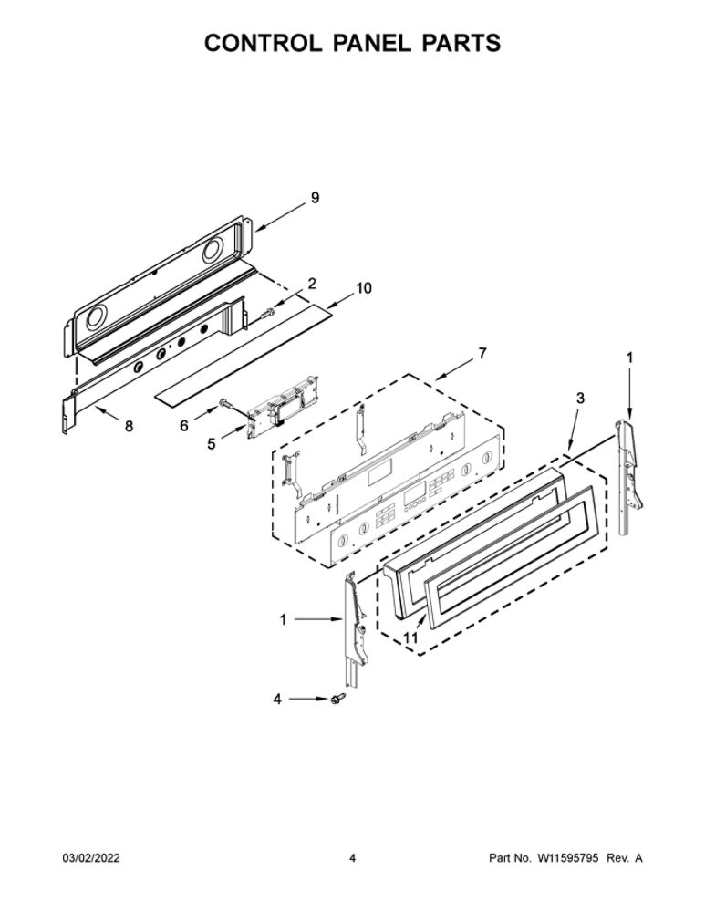 Control Panel Parts Diagram and Parts List for MGT8800FZ05  Maytag Range