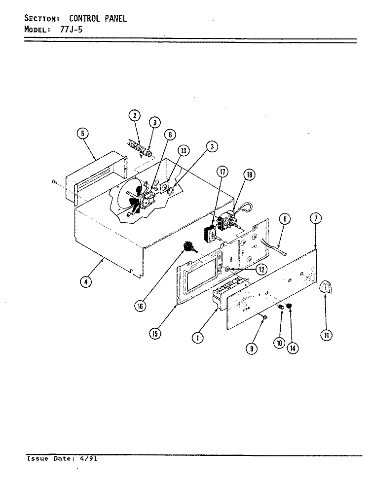 CONTROL PANEL Diagram and Parts List for 77JN-5EVWM  Magic Chef Microwave Oven Combo