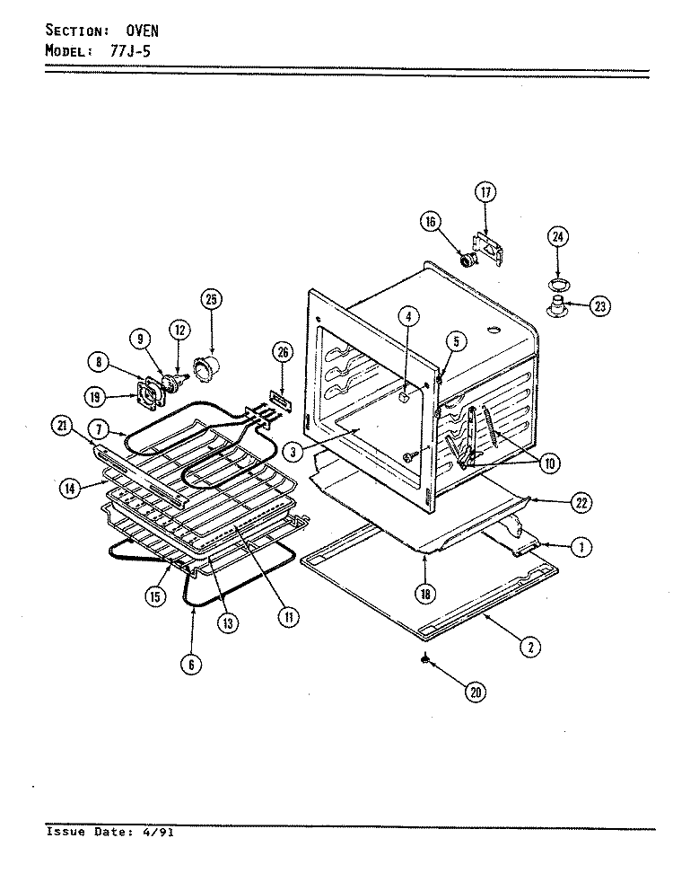 OVEN Diagram and Parts List for 77JN-5EVWM  Magic Chef Microwave Oven Combo