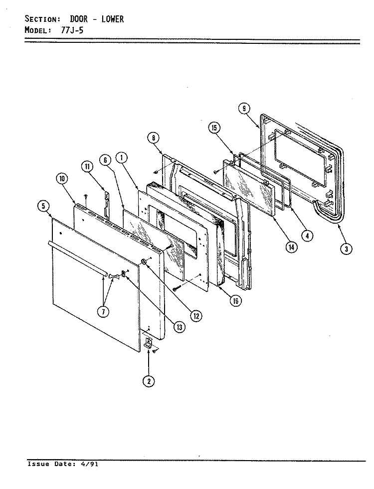 DOOR Diagram and Parts List for 77JN-5EVWM  Magic Chef Microwave Oven Combo
