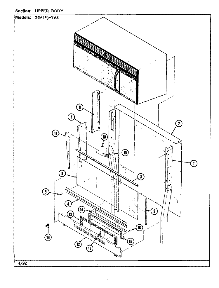 BODY - UPPER Diagram and Parts List for 24MN-7CKXWV8  Magic Chef Microwave Oven Combo