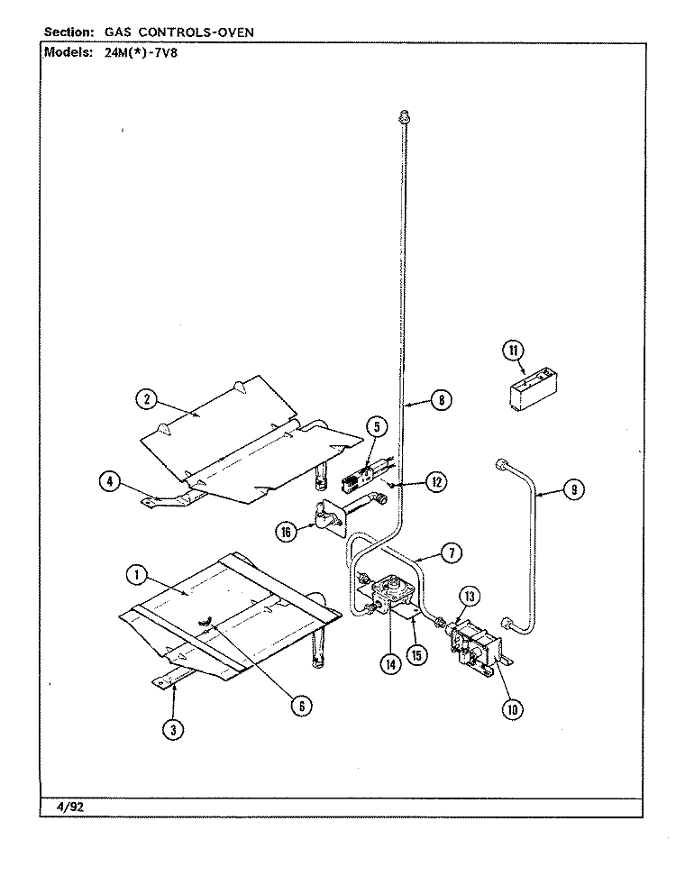 GAS CONTROLS - OVEN Diagram and Parts List for 24MN-7CKXWV8  Magic Chef Microwave Oven Combo