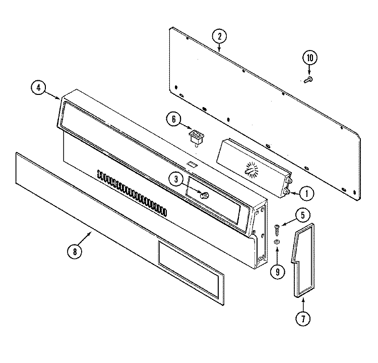 CONTROL PANEL Diagram and Parts List for G4131WRWM4  Maytag Range