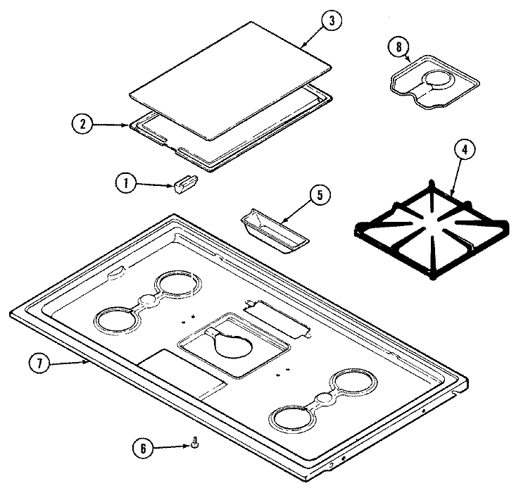 TOP ASSEMBLY Diagram and Parts List for G4131WRWM4  Maytag Range