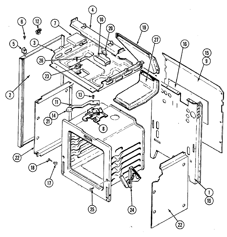 BODY Diagram and Parts List for 3442XRW  Magic Chef Range