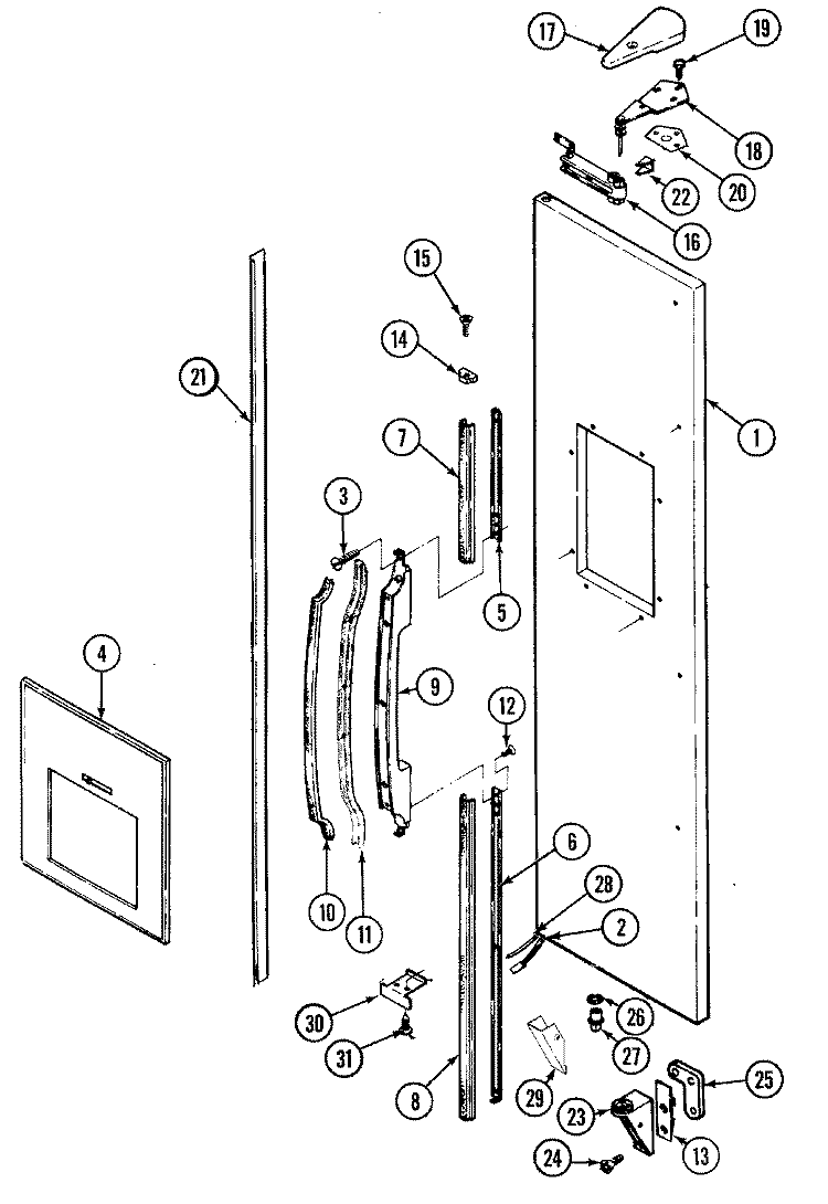 FREEZER OUTER DOOR Diagram and Parts List for RSW2700DAM  International Refrigerator