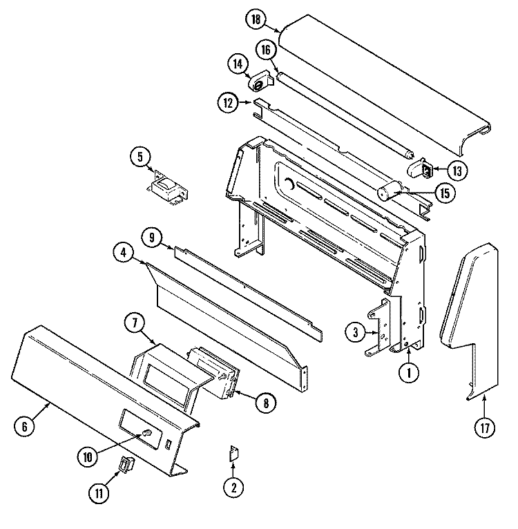 CONTROL PANEL (3488VVD) Diagram and Parts List for 3488VVD  Magic Chef Range