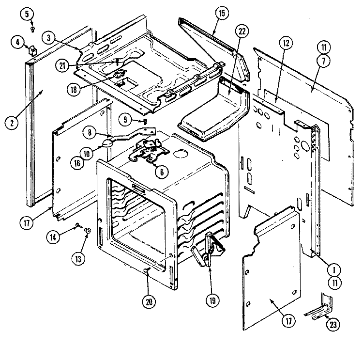 BODY Diagram and Parts List for 3448SRA  Magic Chef Range