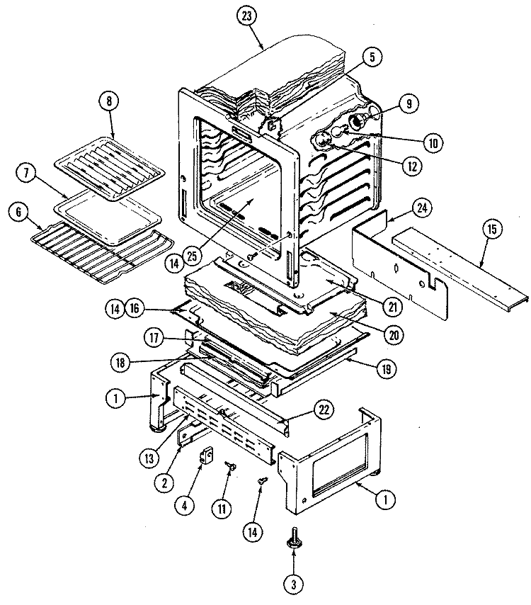 OVEN Diagram and Parts List for 3448SRA  Magic Chef Range