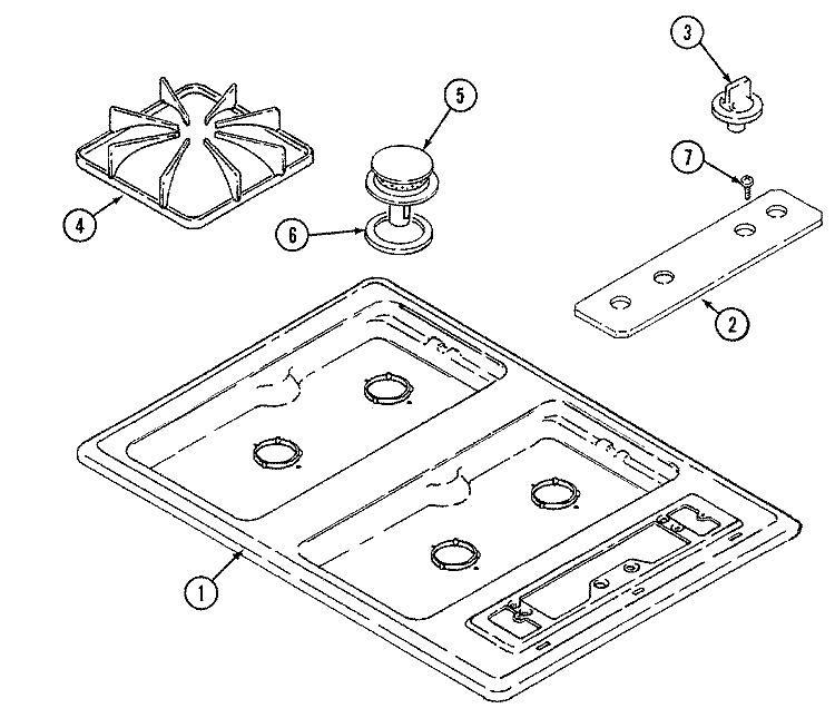 TOP ASSEMBLY Diagram and Parts List for D8241RW-L  Maytag Cooktop