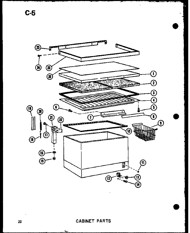 CABINET PARTS Diagram and Parts List for C9 P6021202W Crosley Freezer