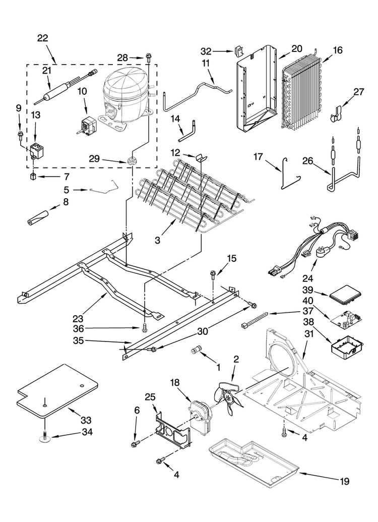 Unit Parts Diagram and Parts List for MSD2254VEW01  Maytag Refrigerator