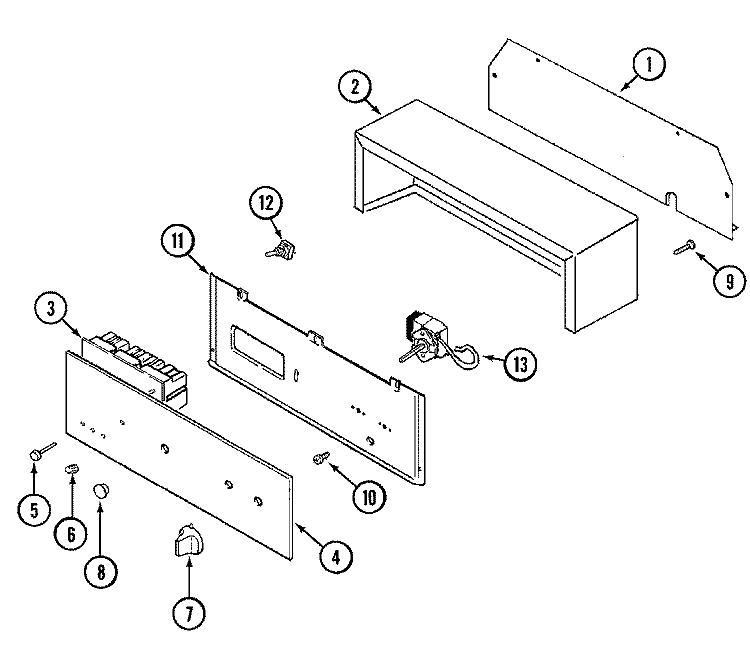 CONTROL PANEL Diagram and Parts List for 9222VPV  Magic Chef Wall Oven