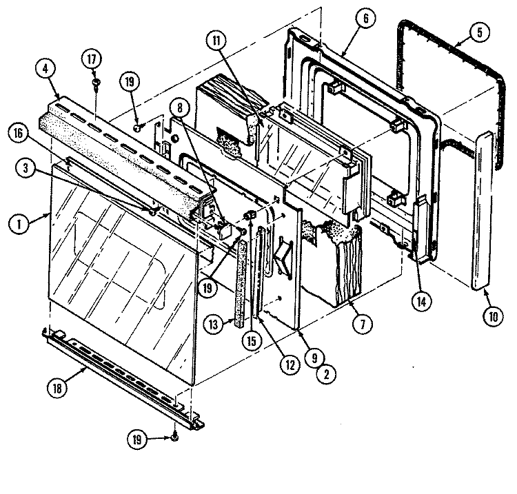 DOOR (3468VRV) Diagram and Parts List for 3468VRV  Magic Chef Range
