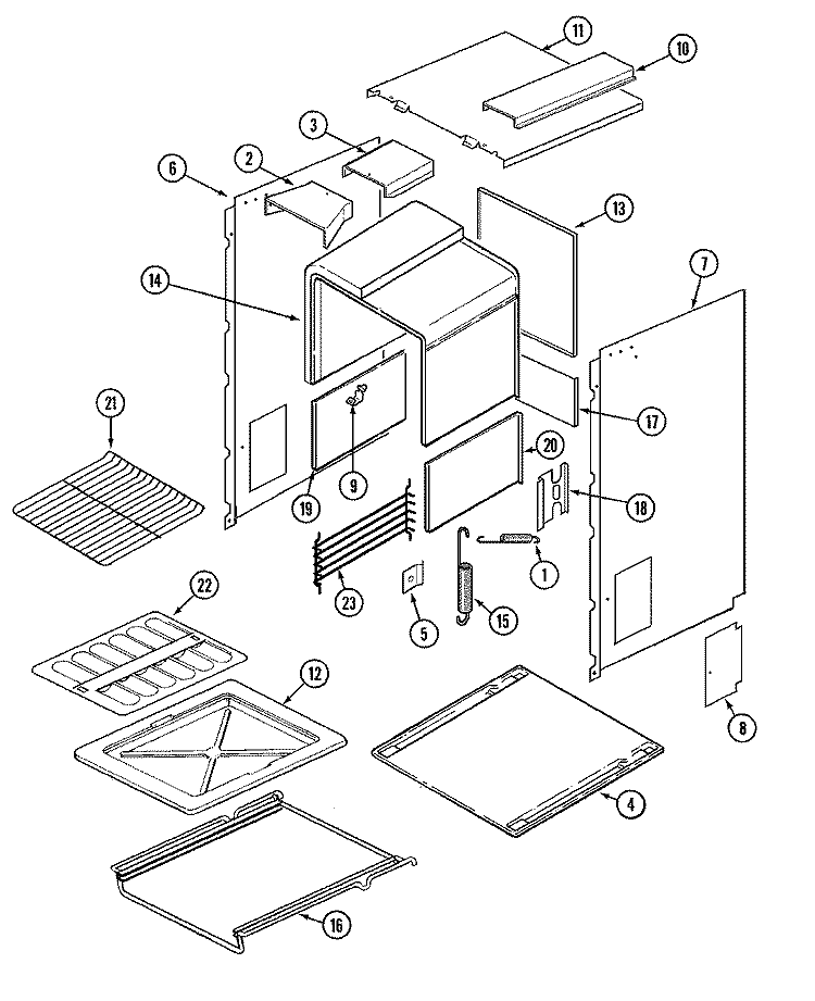 OVEN Diagram and Parts List for 9212XPB  Magic Chef Wall Oven