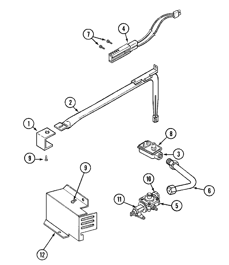 GAS CONTROLS Diagram and Parts List for 9212XPB  Magic Chef Wall Oven