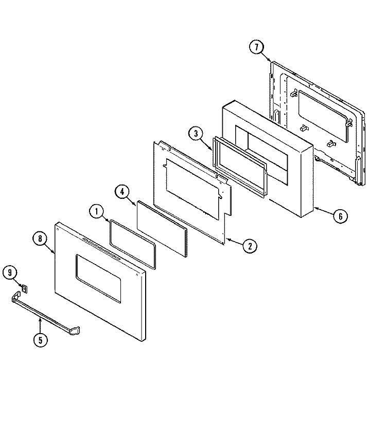 DOOR (9112WP) Diagram and Parts List for 9112WPW  Magic Chef Range