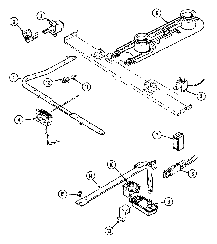 GAS CONTROLS (ELECTRONIC) Diagram and Parts List for 3121WPV  Magic Chef Range