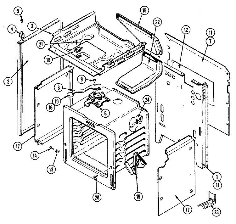 BODY Diagram and Parts List for 3488VRA  Magic Chef Range