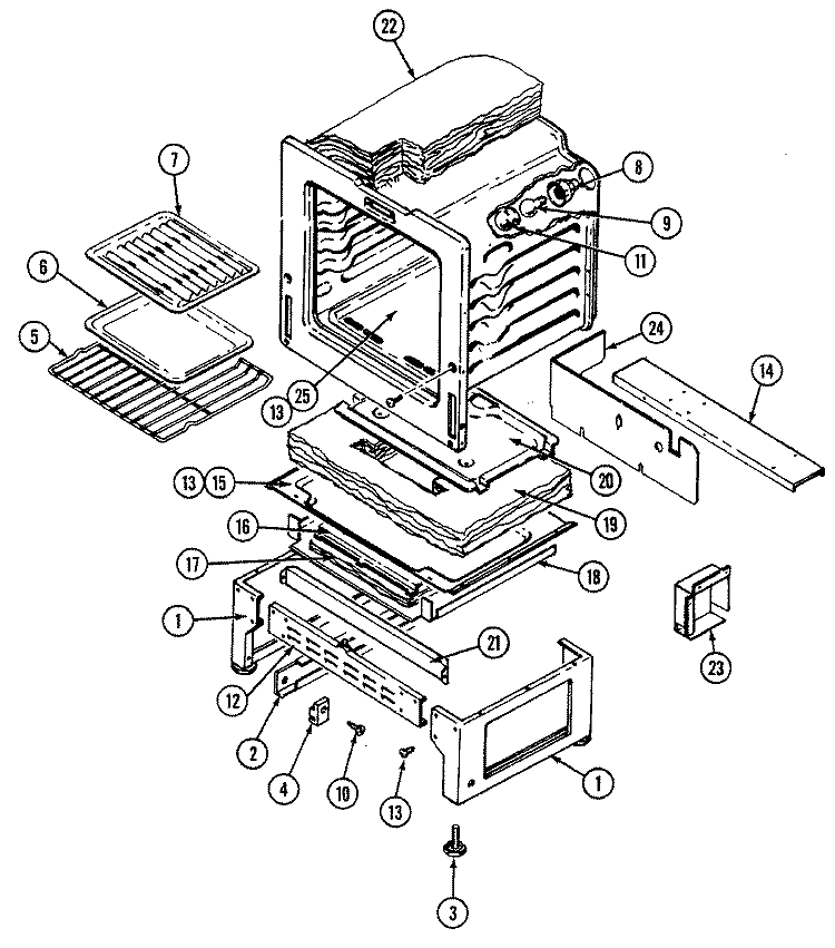 OVEN Diagram and Parts List for 3488VRA  Magic Chef Range